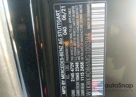 2021 Mercedes-Benz C 300 from USA, damaged, VIN W1KWK8DB6MG100394